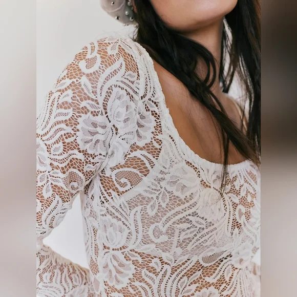 Free People Nightcap Tulip White Lace Mini Dress In Coconut Milk White Women